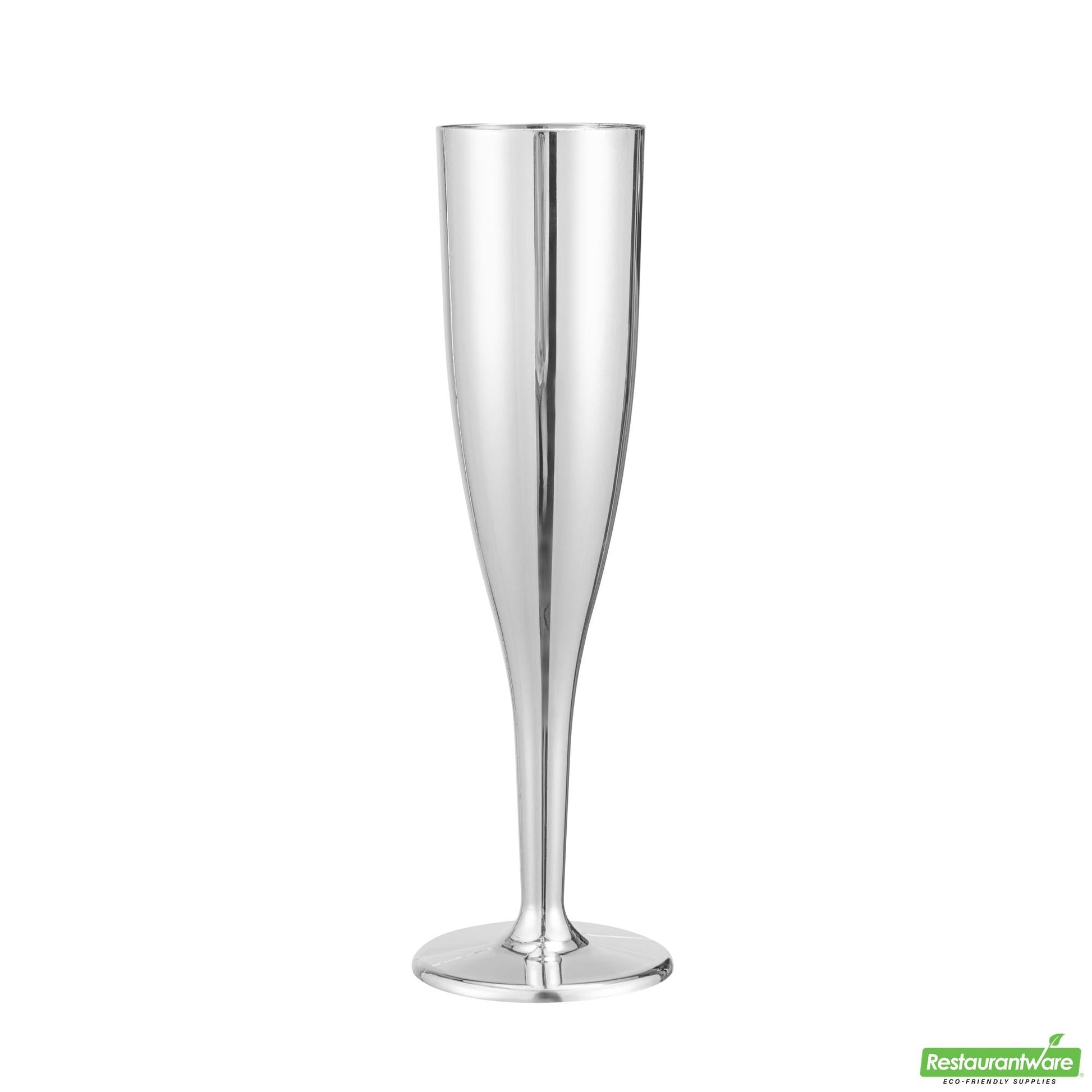 Wholesale Restaurantware 5 Oz Mirrored Plastic Champagne Flute - 2" X 2" X 8"- Bulk