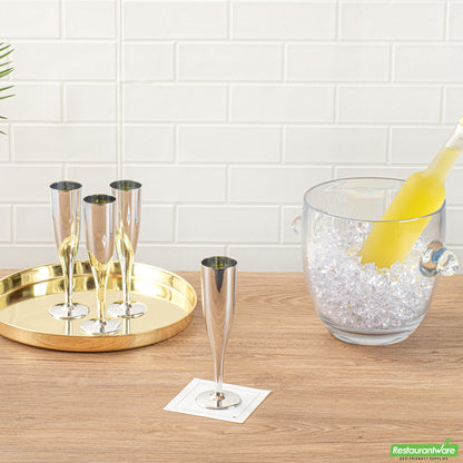 Wholesale Restaurantware 5 Oz Mirrored Plastic Champagne Flute - 2" X 2" X 8"- Bulk
