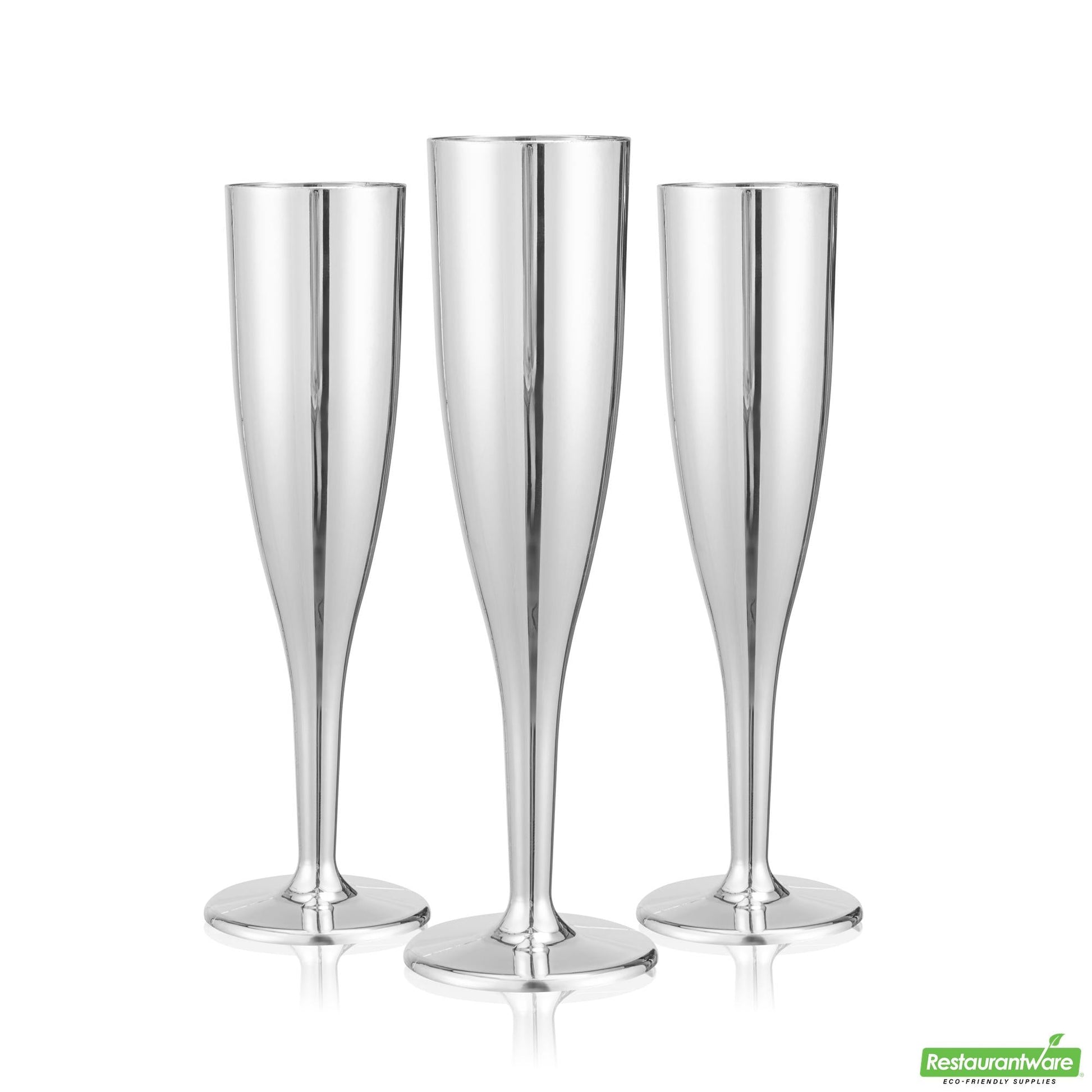 Wholesale Restaurantware 5 Oz Mirrored Plastic Champagne Flute - 2" X 2" X 8"- Bulk
