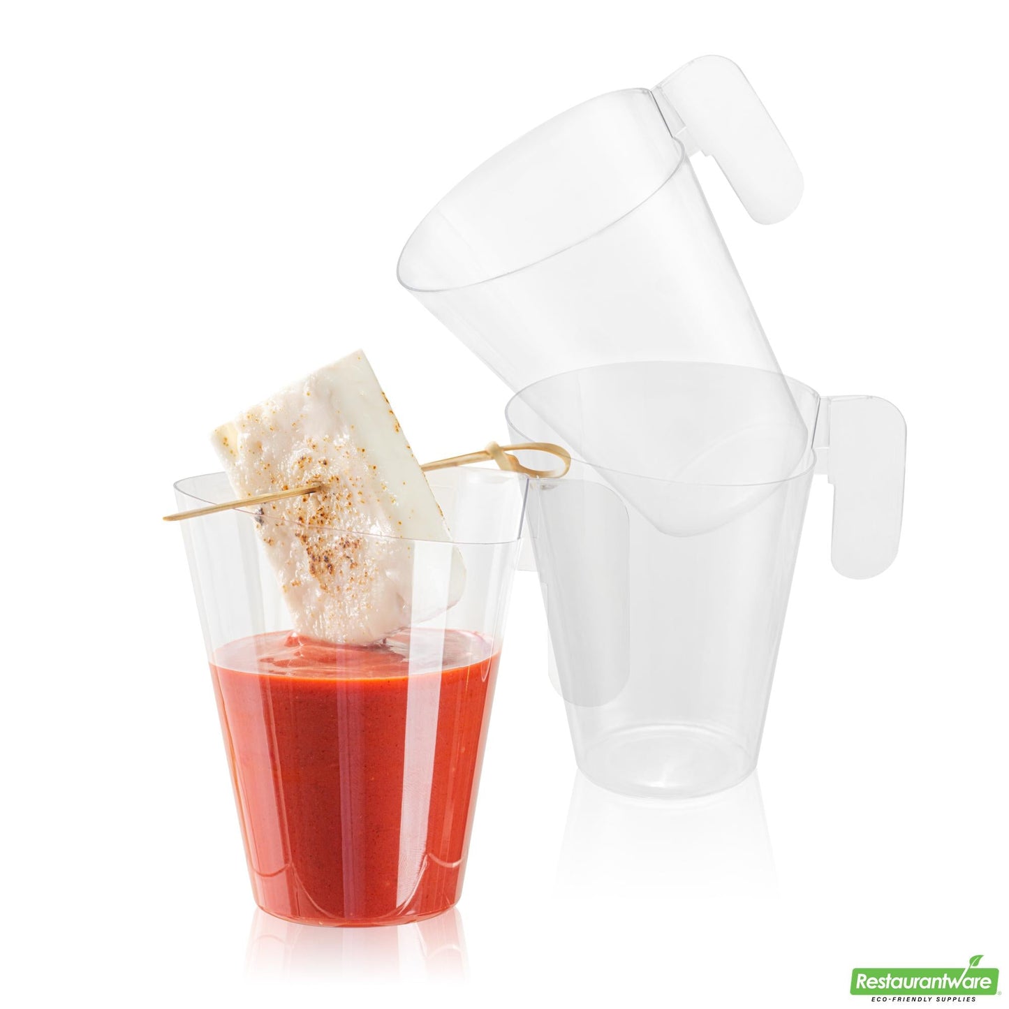 Wholesale Restaurantware 2 Oz Clear Plastic Cup - with Handle - 2.7" X 2.7" X 3.3"- Bulk