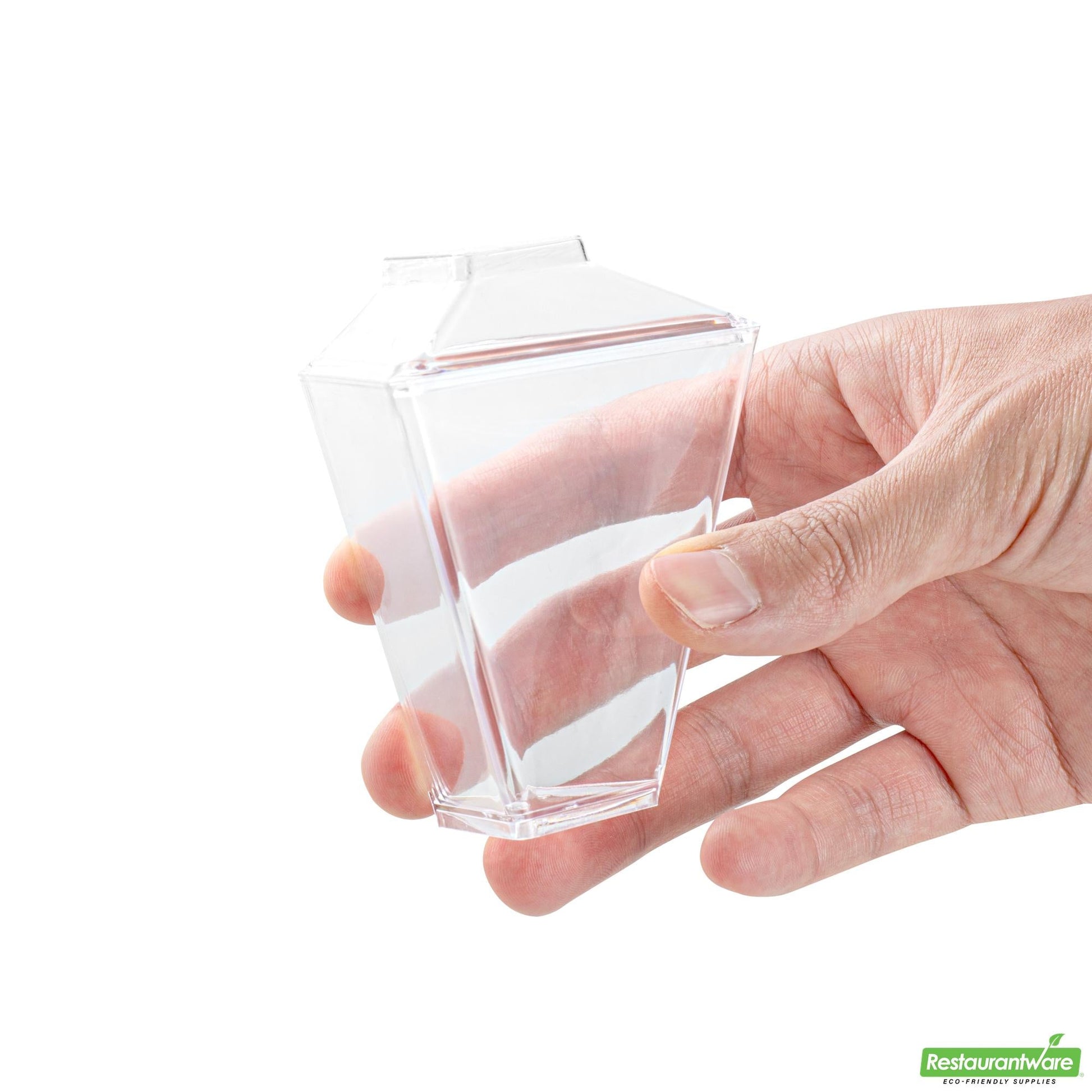 Wholesale Restaurantware 2 Oz Clear Plastic Torcente Cup - 2.9" X 2.5" X 3.5"- Bulk