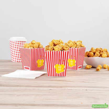 Wholesale Restaurantware 16 Oz Red Plastic Popcorn Container - 3.2" X 3.2" X 3.5"- Bulk