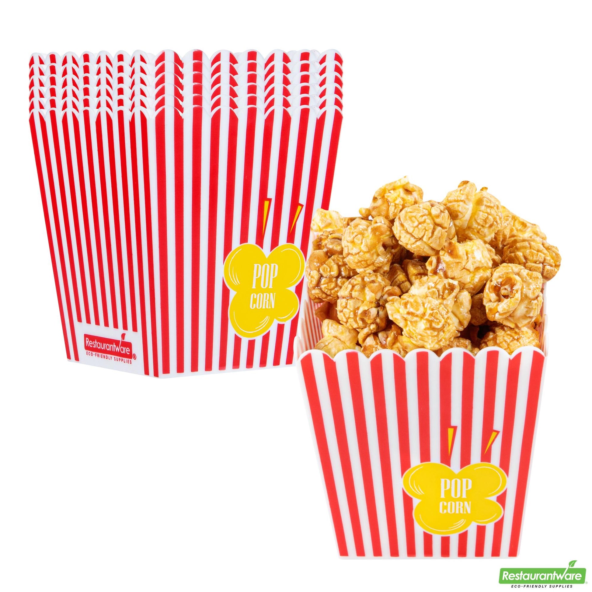 Wholesale Restaurantware 16 Oz Red Plastic Popcorn Container - 3.2" X 3.2" X 3.5"- Bulk