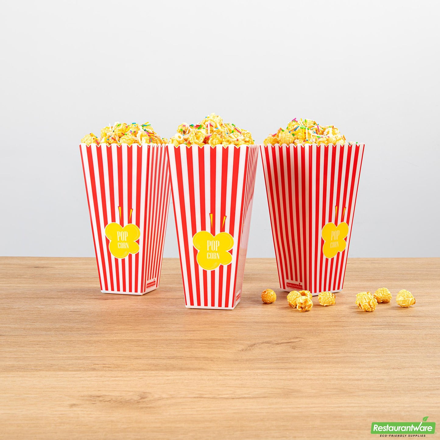 Wholesale Restaurantware 40 Oz Red Plastic Popcorn Container - 3.9" X 3.9" X 7.9"- Bulk