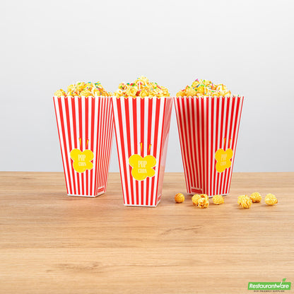 Wholesale Restaurantware 40 Oz Red Plastic Popcorn Container - 3.9" X 3.9" X 7.9"- Bulk