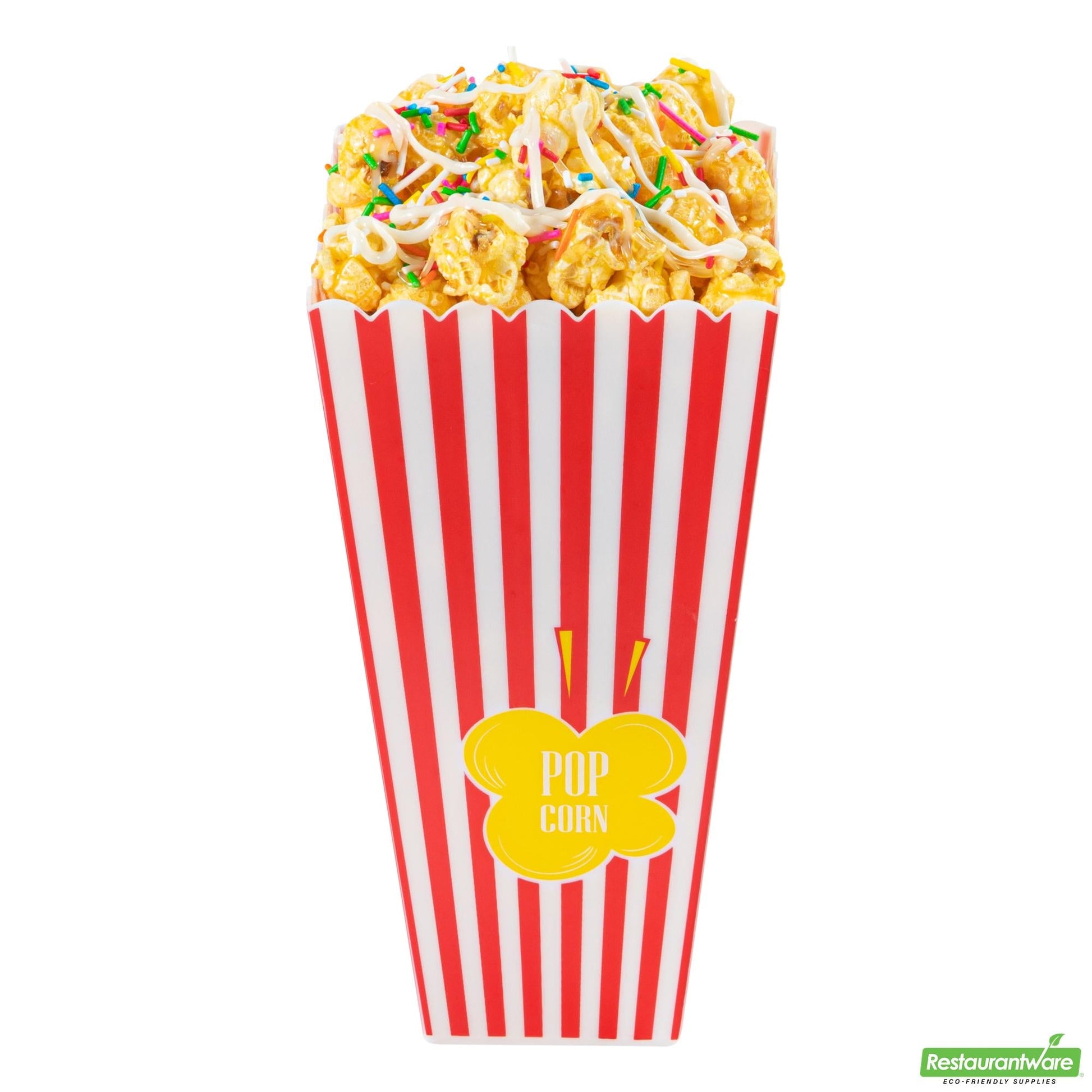 Wholesale Restaurantware 40 Oz Red Plastic Popcorn Container - 3.9" X 3.9" X 7.9"- Bulk