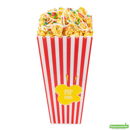 Wholesale Restaurantware 40 Oz Red Plastic Popcorn Container - 3.9" X 3.9" X 7.9"- Bulk