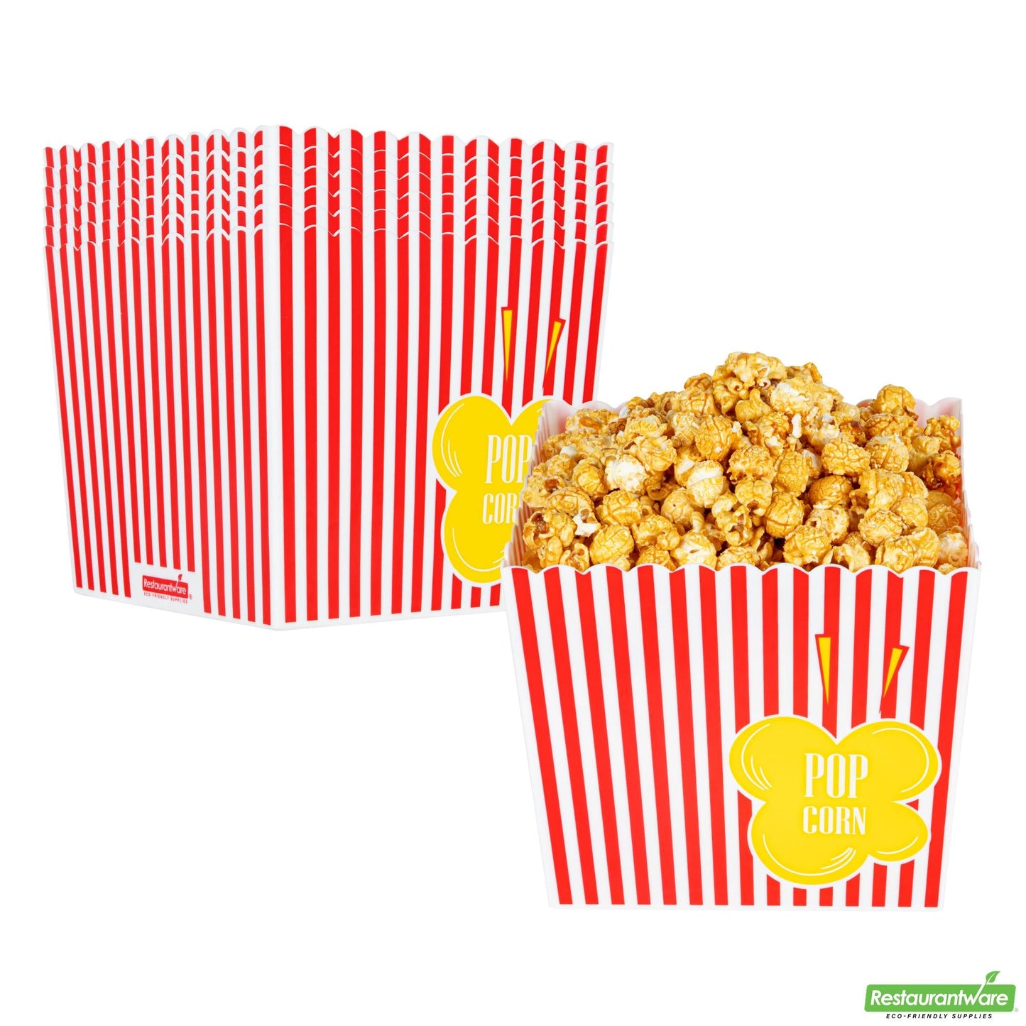 Wholesale Restaurantware 165 Oz Red Plastic Popcorn Bucket - 7.9" X 7.9" X 6.9"- Bulk