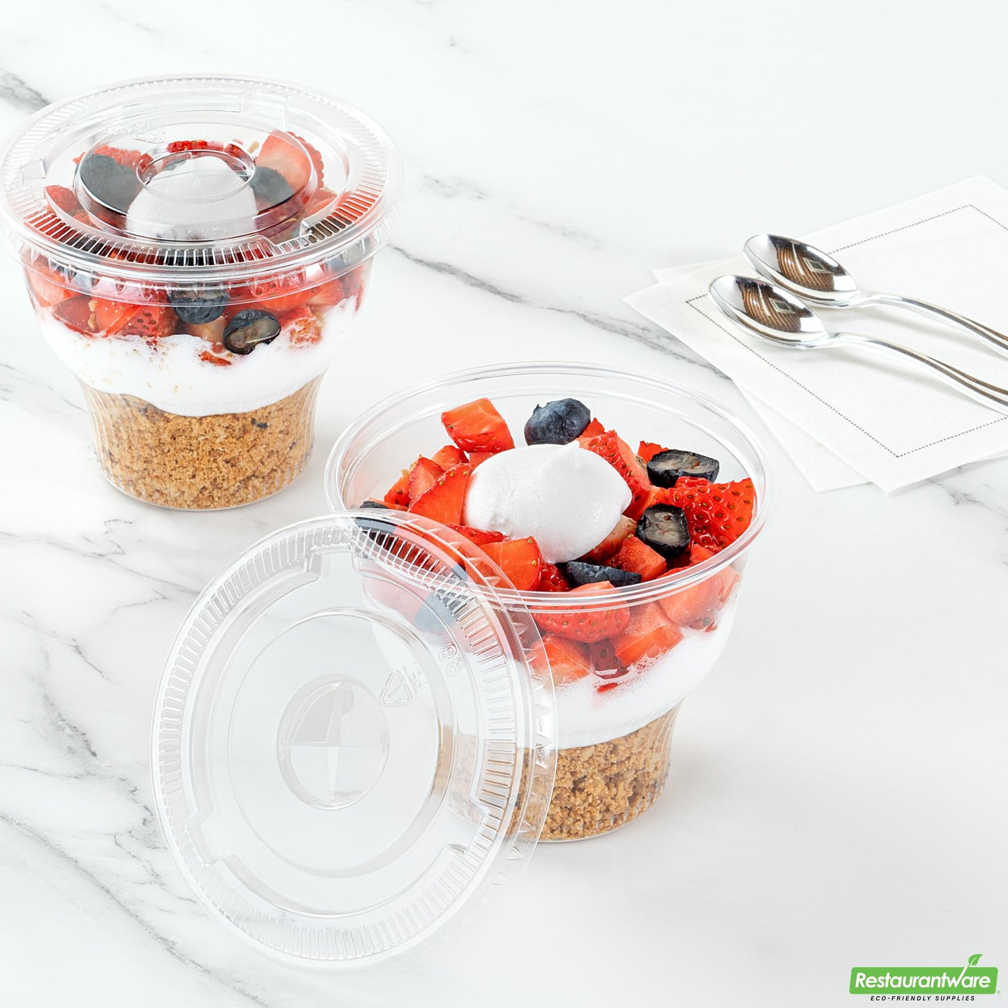 Wholesale Restaurantware Round Clear Plastic Flat Lid - Fits Plastic Dessert Cup- Bulk
