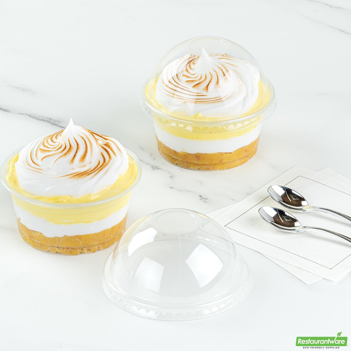 Wholesale Restaurantware Round Clear Plastic Dome Lid - Fits Plastic Dessert Cup - 3.9" X 3.9" X 1.9"- Bulk