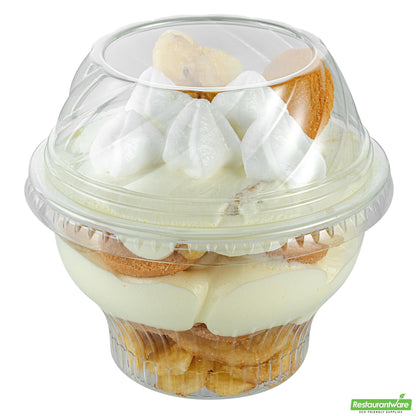 Wholesale Restaurantware Round Clear Plastic Low Dome Lid - Fits Plastic Dessert Cup- Bulk