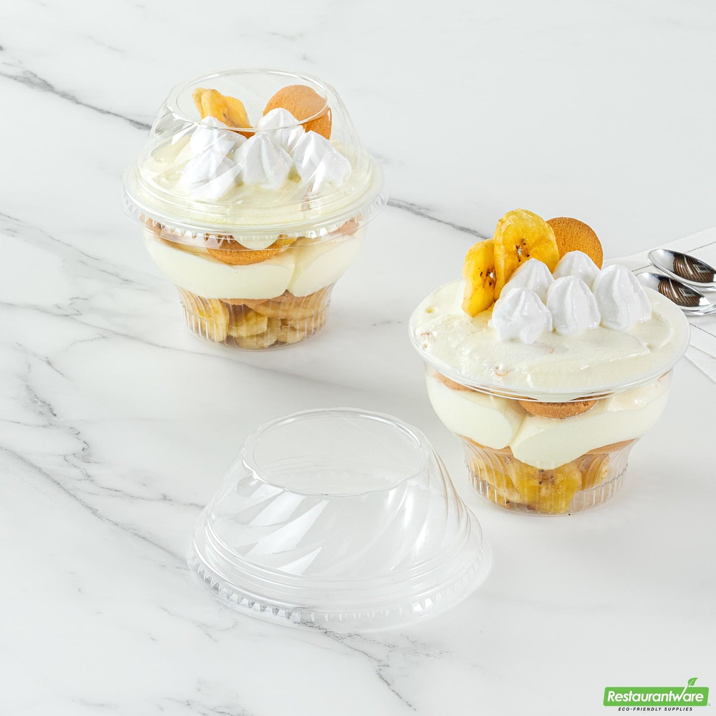 Wholesale Restaurantware Round Clear Plastic Low Dome Lid - Fits Plastic Dessert Cup- Bulk