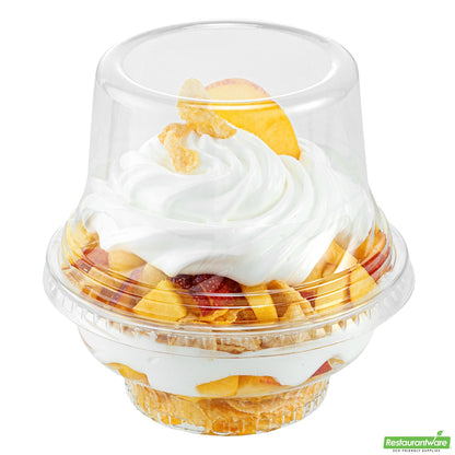 Wholesale Restaurantware Round Clear Plastic Tall Dome Lid - Fits Plastic Dessert Cup- Bulk
