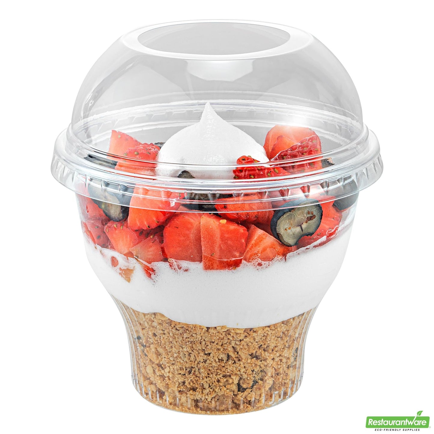 Wholesale Restaurantware Round Clear Plastic Dome Lid - Fits Plastic Dessert Cup, with Hole- Bulk