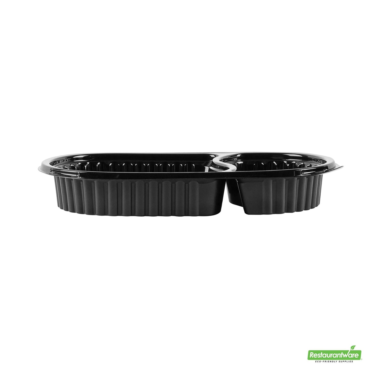 Wholesale Restaurantware 20 Oz Oval Black Plastic Food Container - with Clear Dome Lid- Bulk