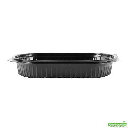 Wholesale Restaurantware 34 Oz Oval Black Plastic Food Container - with Clear Lid- Bulk