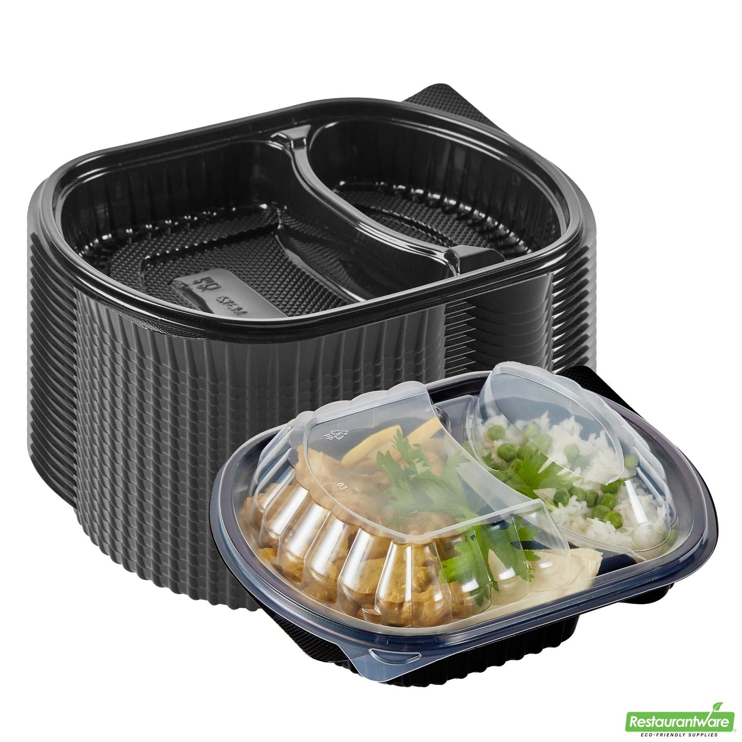 Wholesale Restaurantware 28 Oz Oval Black Plastic Food Container - with Clear Lid- Bulk