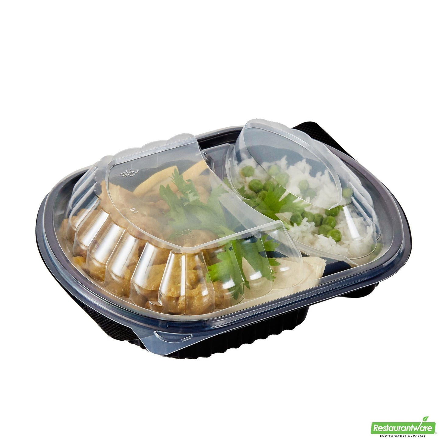 Wholesale Restaurantware 28 Oz Oval Black Plastic Food Container - with Clear Lid- Bulk