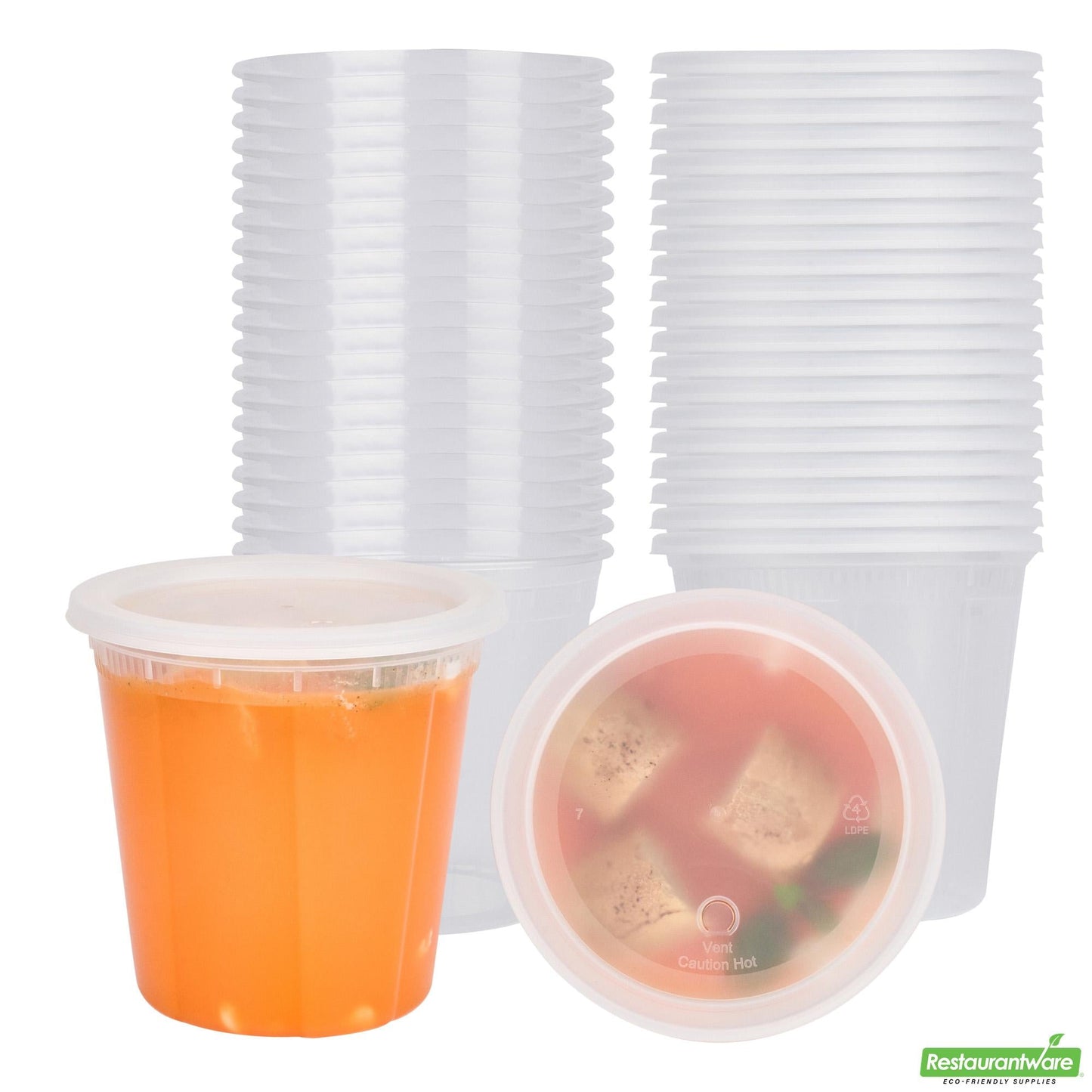 Wholesale Restaurantware 32 Oz Round Clear Plastic Soup Container - with Lid, Microwavable- Bulk