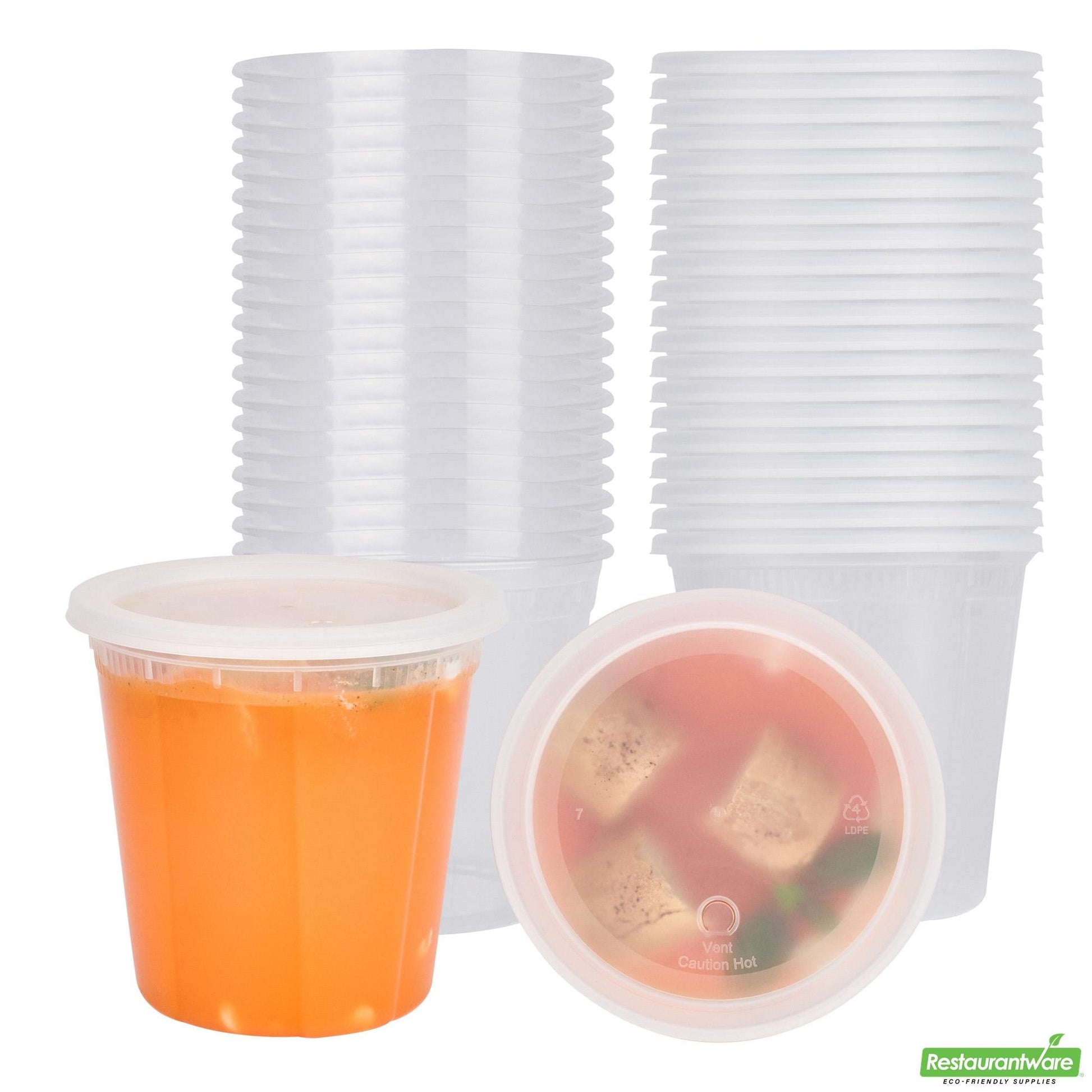 Wholesale Restaurantware 32 Oz Round Clear Plastic Soup Container - with Lid, Microwavable- Bulk