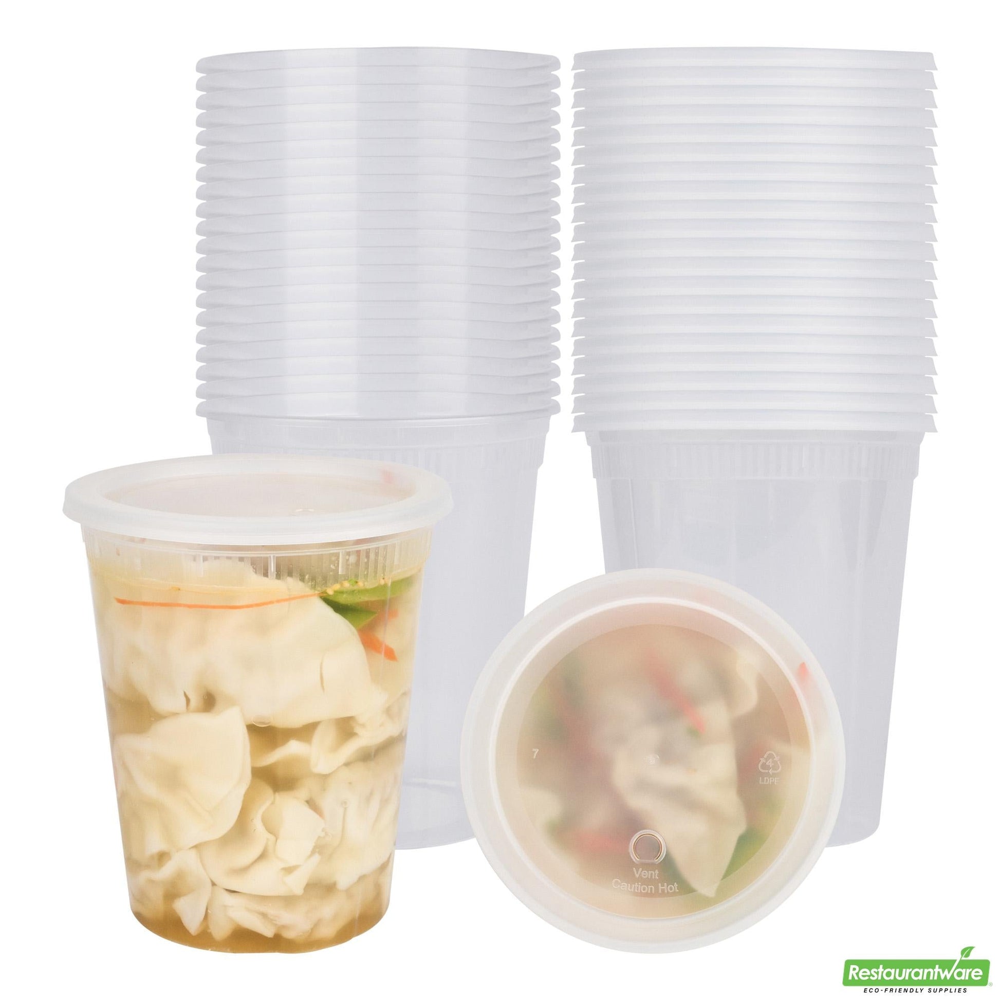 Wholesale Restaurantware 40 Oz Round Clear Plastic Soup Container - with Lid, Microwavable- Bulk