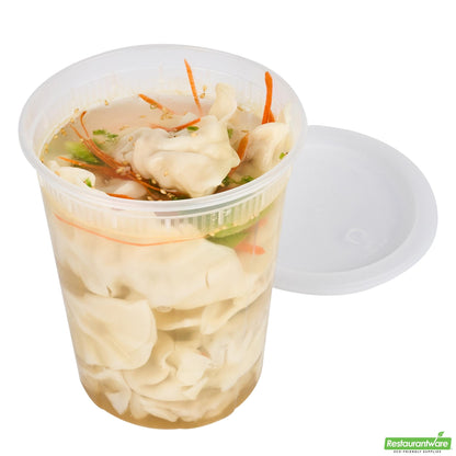 Wholesale Restaurantware 40 Oz Round Clear Plastic Soup Container - with Lid, Microwavable- Bulk