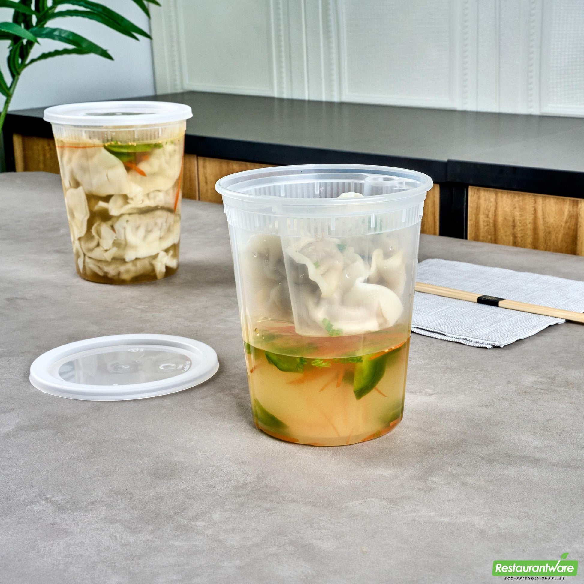 Wholesale Restaurantware 20 Oz Clear Plastic Insert - Fits 32, 40 and 48 Oz Soup Container- Bulk