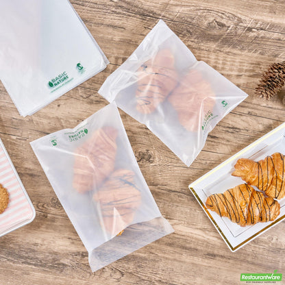 Wholesale Restaurantware Basic Nature Translucent Pla Plastic / Pbat Lip and Tape Bag - Self-Sealing, Compostable - 10" X 8" - 100 Count Box- Bulk