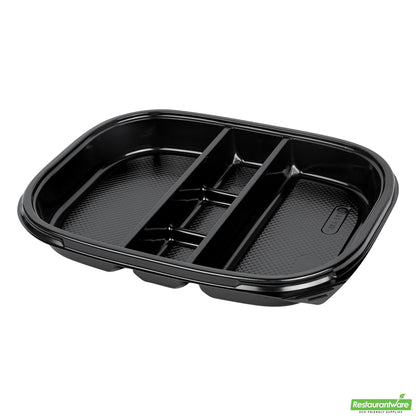 Wholesale Restaurantware 51 Oz Rectangle Black Plastic Bento Box - 5 Compartments- Bulk