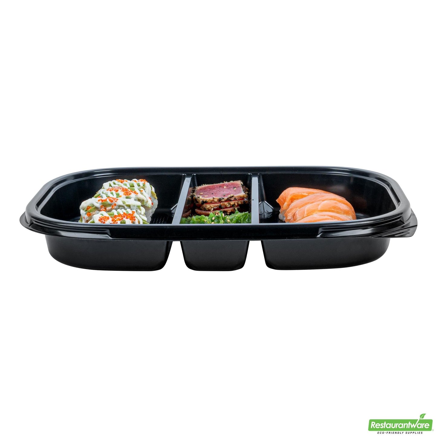 Wholesale Restaurantware 51 Oz Rectangle Black Plastic Bento Box - 5 Compartments- Bulk