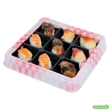 Wholesale Restaurantware 17 Oz Square Pink and Black Plastic Bento Box - 9 Compartments- Bulk