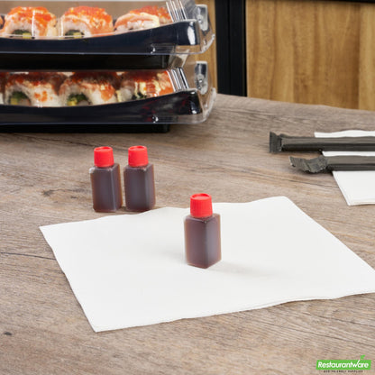 Wholesale Restaurantware Bento Tek 6 Ml Translucent Plastic Soy Sauce Bottle - with Red Cap - 1/2" X 1/2" X 1 3/4" - 100 Count Box- Bulk