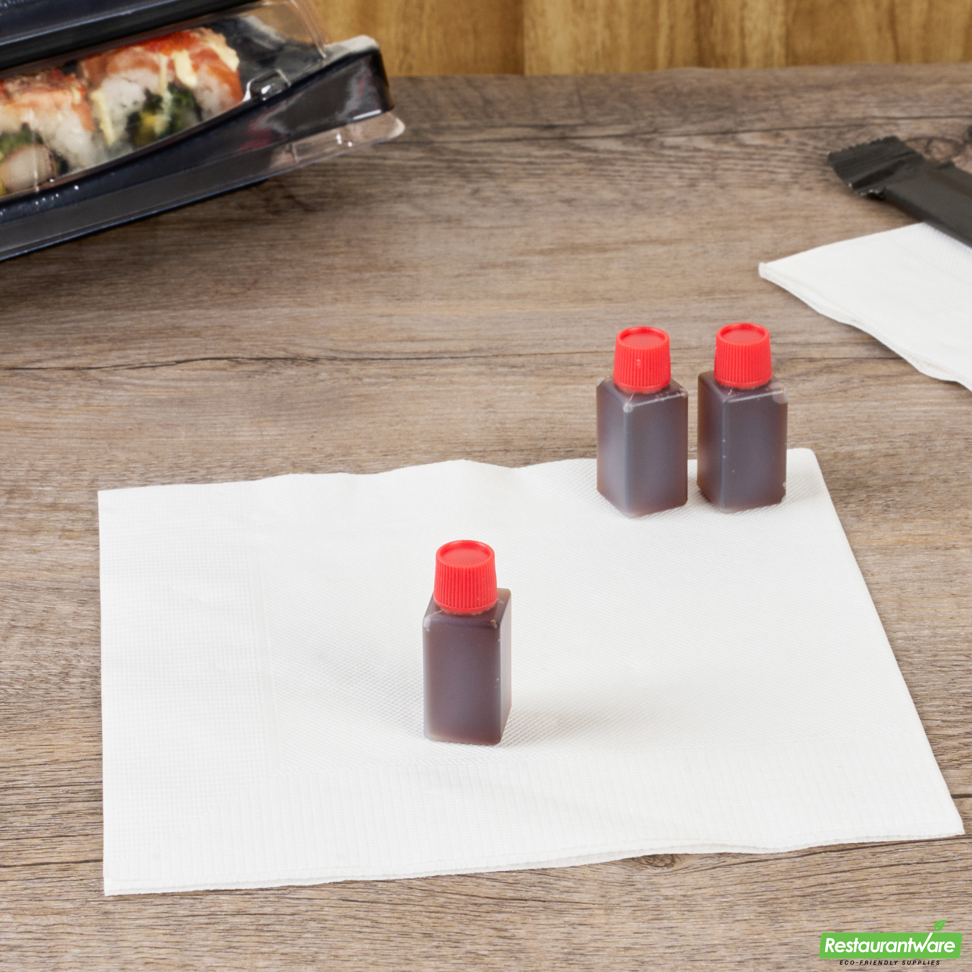 Wholesale Restaurantware Bento Tek 6 Ml Translucent Plastic Soy Sauce Bottle - with Red Cap - 1/2" X 1/2" X 1 3/4" - 1000 Count Box- Bulk