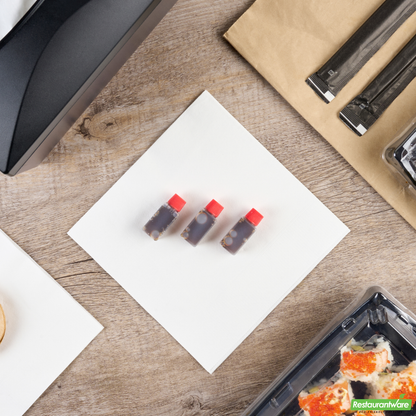Wholesale Restaurantware Bento Tek 6 Ml Translucent Plastic Soy Sauce Bottle - with Red Cap - 1/2" X 1/2" X 1 3/4" - 1000 Count Box- Bulk