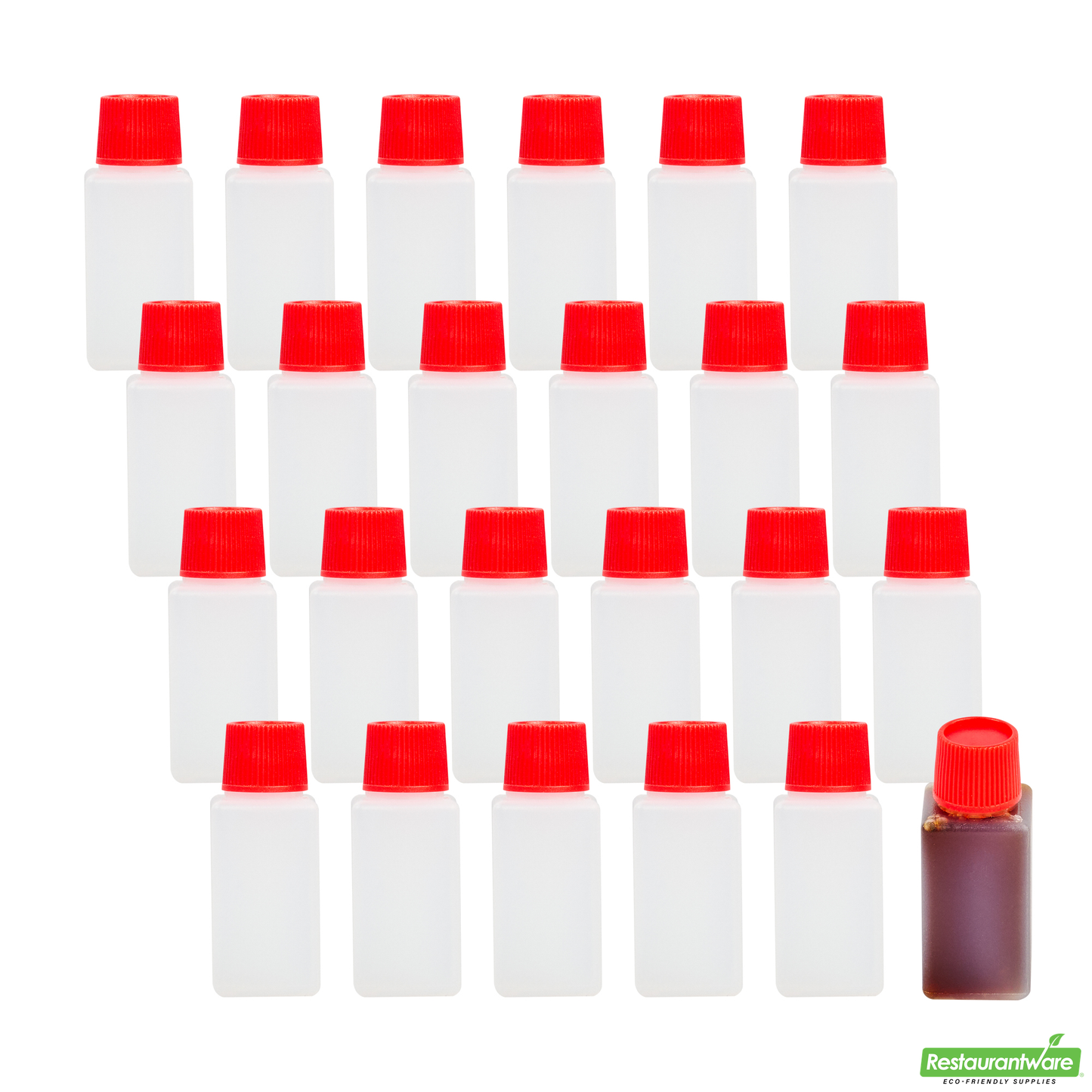 Wholesale Restaurantware Bento Tek 6 Ml Translucent Plastic Soy Sauce Bottle - with Red Cap - 1/2" X 1/2" X 1 3/4" - 1000 Count Box- Bulk