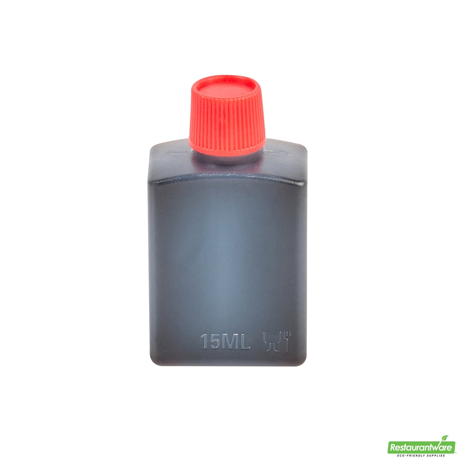 Wholesale Restaurantware Bento Tek 15 Ml Translucent Plastic Soy Sauce Bottle - with Red Cap - 1" X 3/4" X 2" - 100 Count Box- Bulk