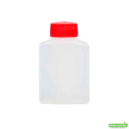 Wholesale Restaurantware Bento Tek 1 Oz Translucent Plastic Soy Sauce Bottle - with Red Cap - 1 1/2" X 3/4" X 2 1/4" - 100 Count Box- Bulk