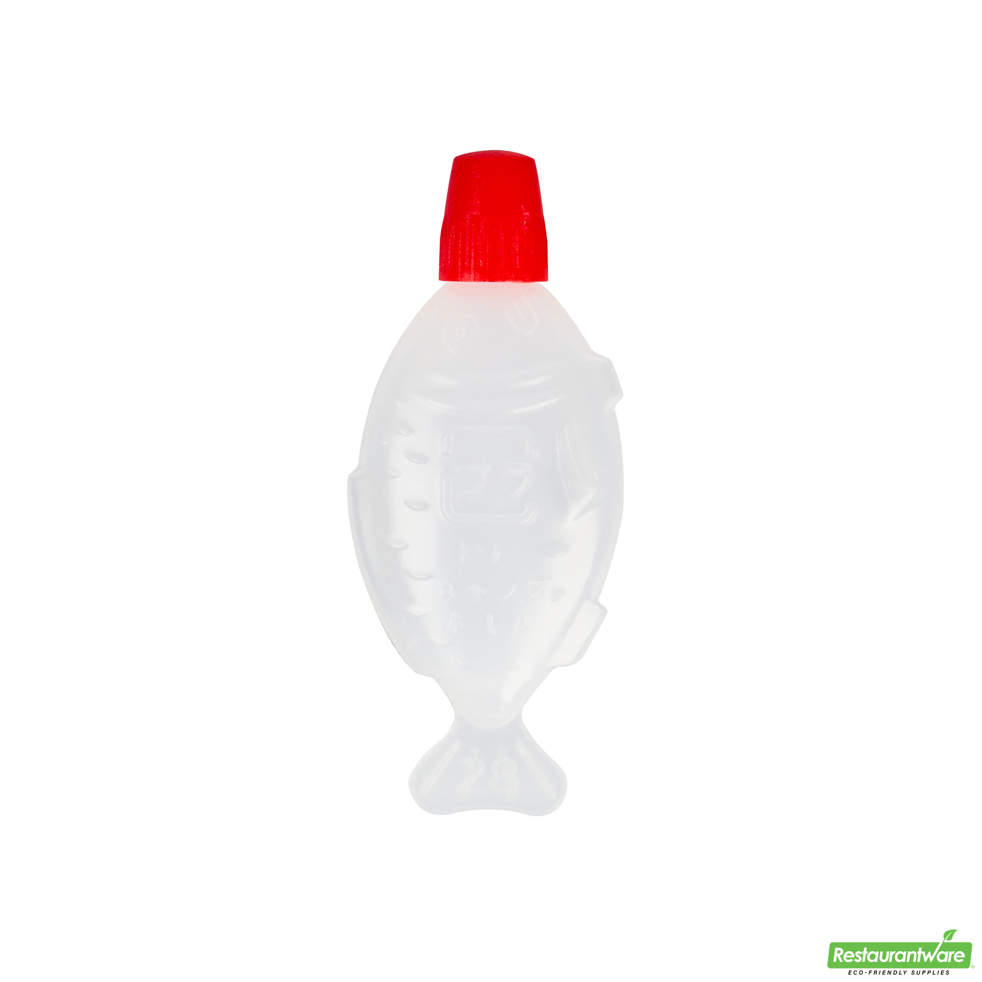 Wholesale Restaurantware Bento Tek 3 Ml Translucent Plastic Fish Soy Sauce Bottle - with Red Cap - 2 1/4" X 1/2" X 1" - 100 Count Box- Bulk