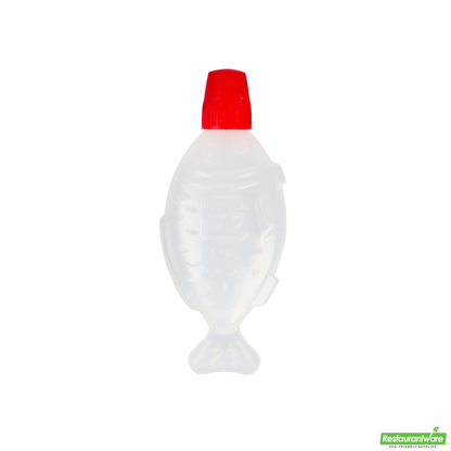 Wholesale Restaurantware Bento Tek 3 Ml Translucent Plastic Fish Soy Sauce Bottle - with Red Cap - 2 1/4" X 1/2" X 1" - 1000 Count Box- Bulk