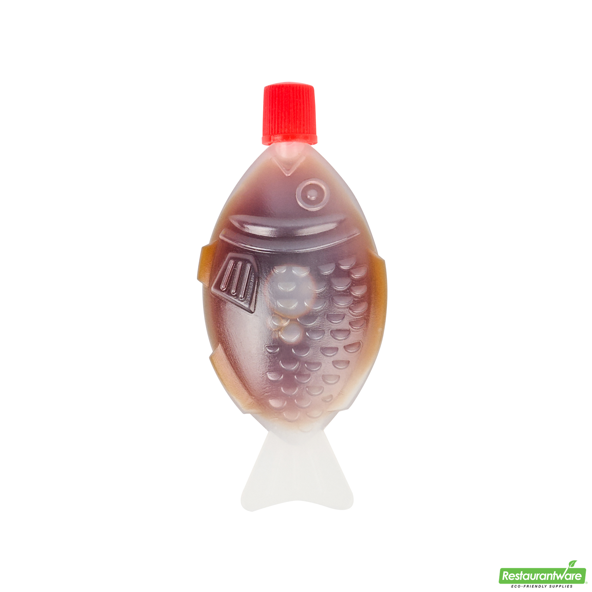 Wholesale Restaurantware Bento Tek 8 Ml Translucent Plastic Fish Soy Sauce Bottle - with Red Cap - 3" X 1/2" X 1 1/4" - 1000 Count Box- Bulk