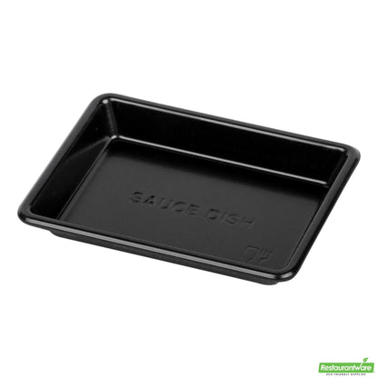 Wholesale Restaurantware Bento Tek 1 Oz Rectangle Black Plastic Sauce Dish - 3" X 2 1/4" - 100 Count Box- Bulk