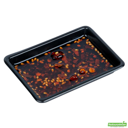 Wholesale Restaurantware Bento Tek 1 Oz Rectangle Black Plastic Sauce Dish - 3" X 2 1/4" - 100 Count Box- Bulk