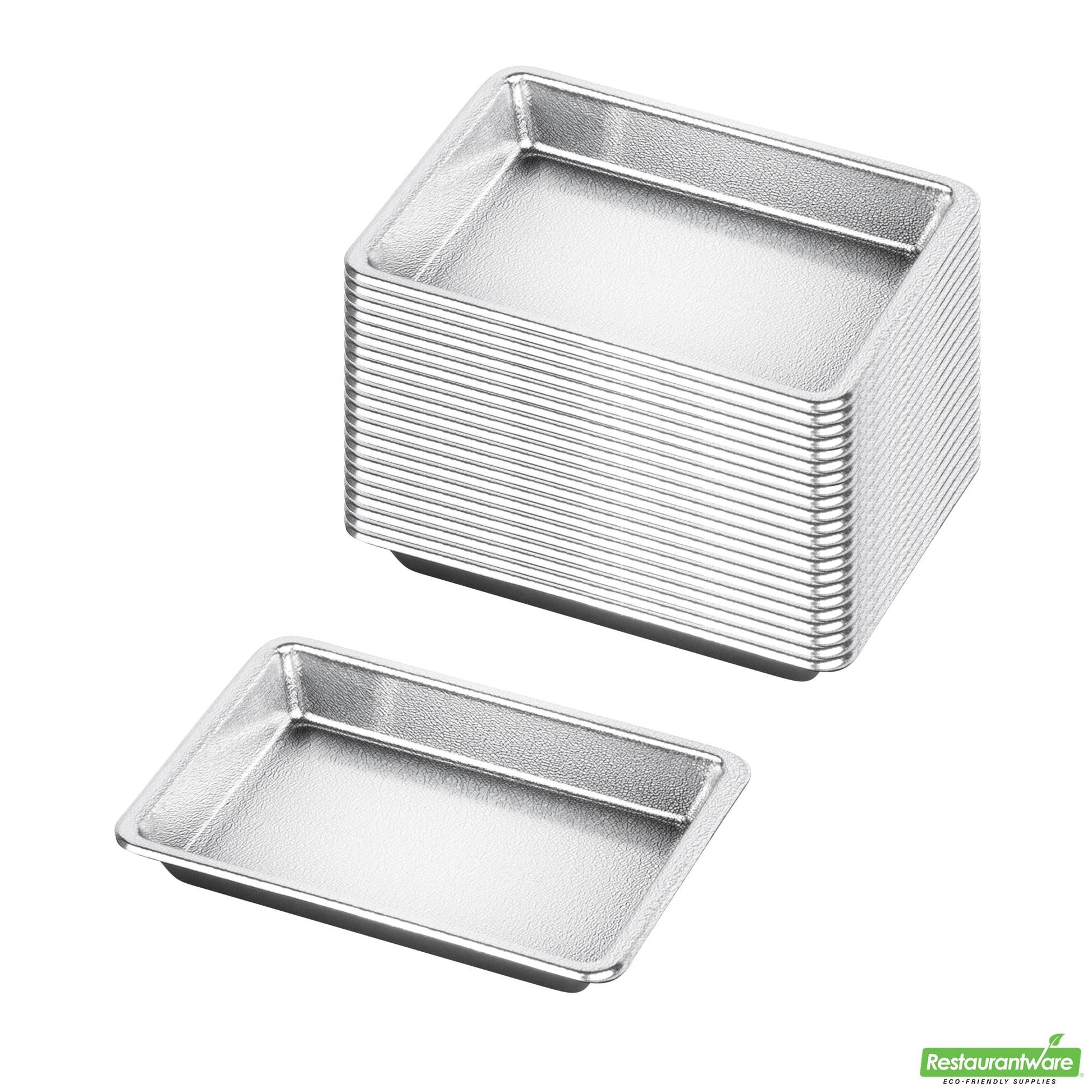 Wholesale Restaurantware Bento Tek 1 Oz Rectangle Silver Plastic Sauce Dish - 3" X 2 1/4" - 100 Count Box- Bulk
