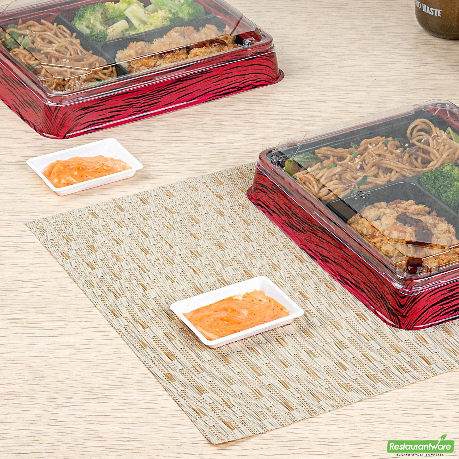 Wholesale Restaurantware Bento Tek 1 Oz Rectangle White Plastic Sauce Dish - 3" X 2 1/4" - 100 Count Box- Bulk