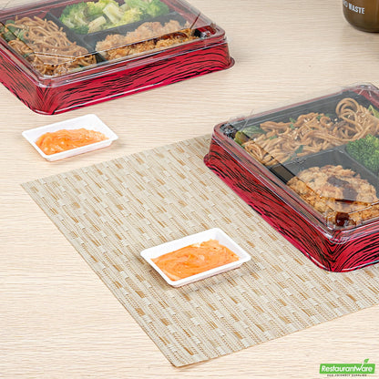Wholesale Restaurantware Bento Tek 1 Oz Rectangle White Plastic Sauce Dish - 3" X 2 1/4" - 100 Count Box- Bulk