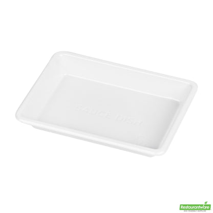 Wholesale Restaurantware Bento Tek 1 Oz Rectangle White Plastic Sauce Dish - 3" X 2 1/4" - 1000 Count Box- Bulk