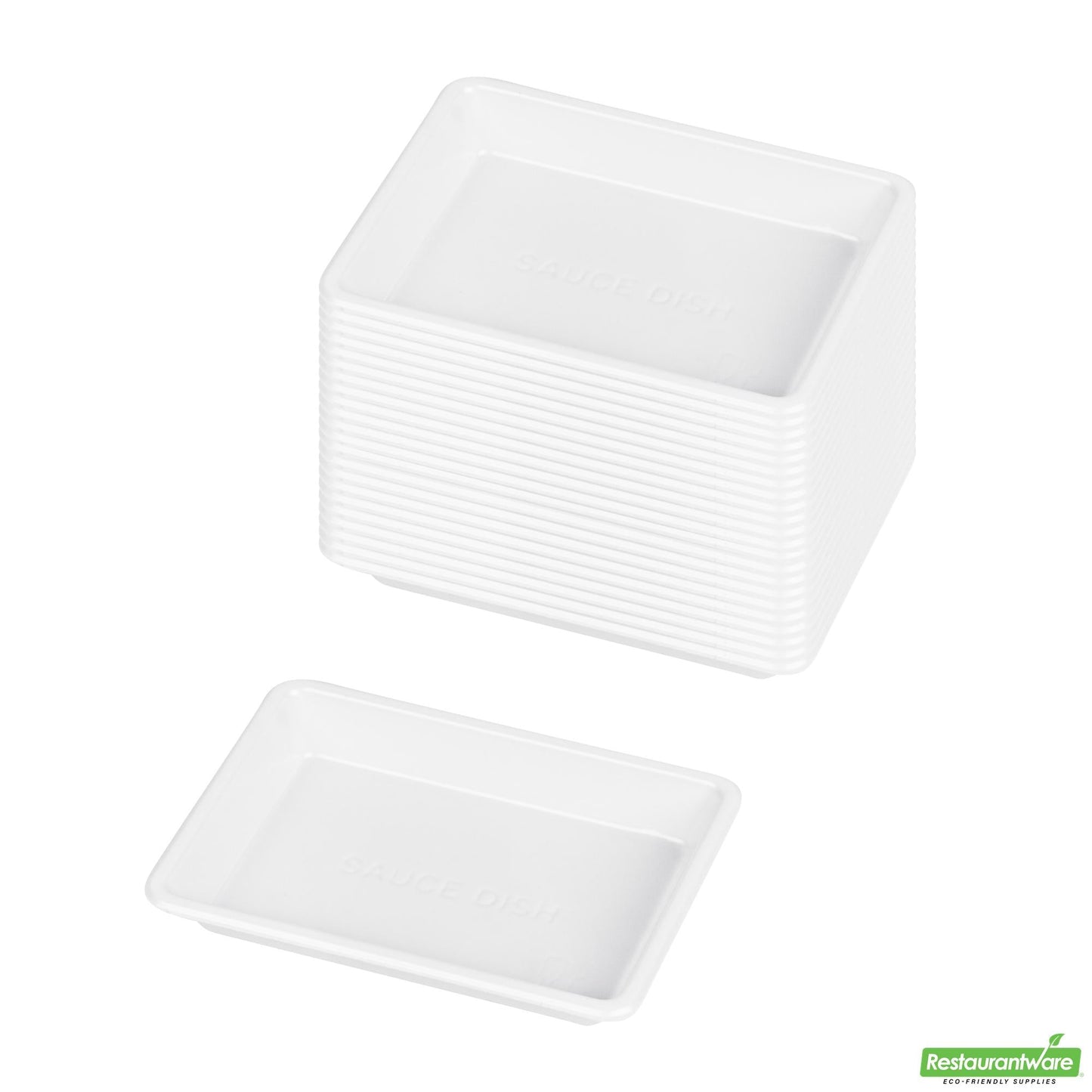 Wholesale Restaurantware Bento Tek 1 Oz Rectangle White Plastic Sauce Dish - 3" X 2 1/4" - 1000 Count Box- Bulk