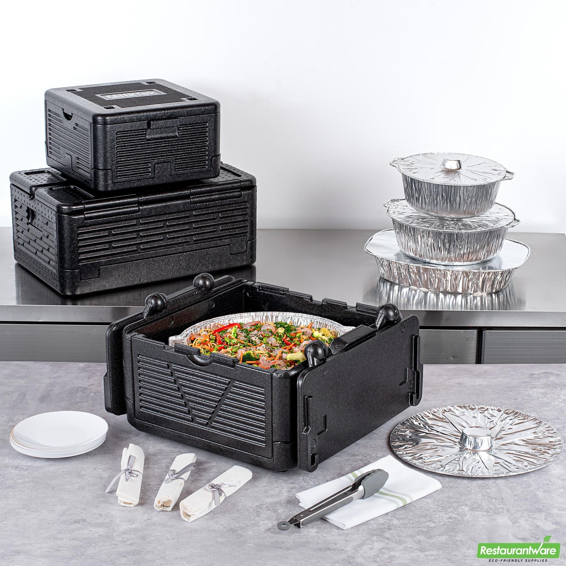 Wholesale Restaurantware Cater Tek Black Epp Food Pan Carrier - Insulated, Top Loading, Collapsible - 16 3/4" X 16 3/4" X 9" - 1 Count Box- Bulk