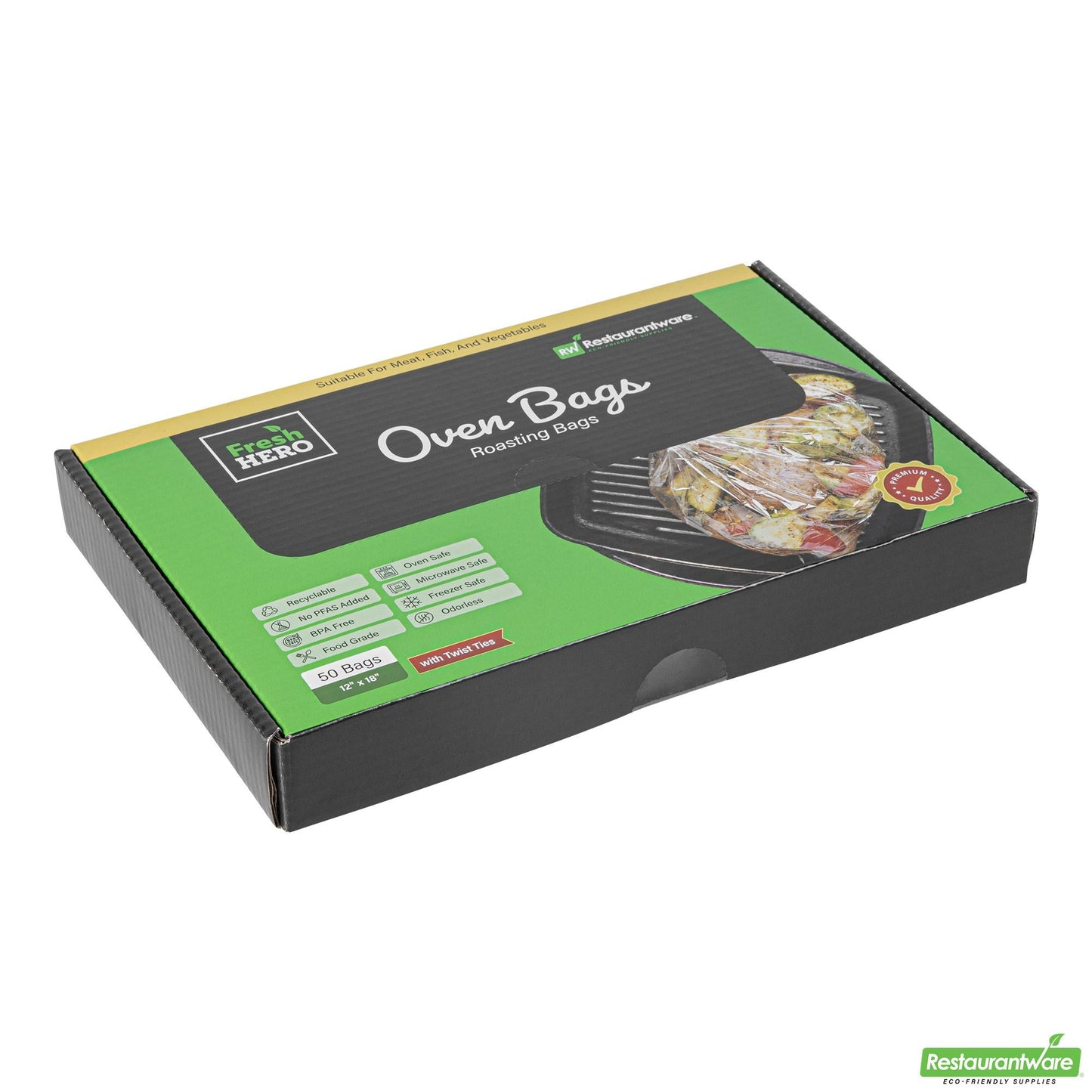 Wholesale Restaurantware Fresh Hero Clear Nylon Oven Bag - with Ties, Bpa-Free - 12" X 18" - 50 Count Box- Bulk