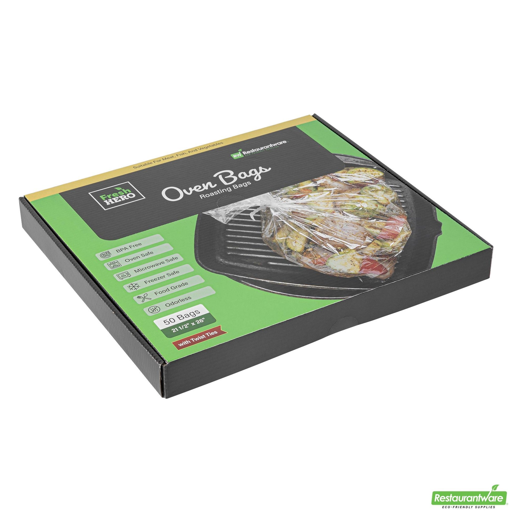 Wholesale Restaurantware Fresh Hero Clear Nylon Oven Bag - with Ties, Bpa-Free - 21 1/2" X 26" - 50 Count Box- Bulk